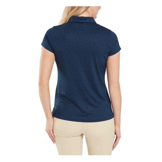 FootJoy Painted Floral Cap Sleeve Lisle dámské polo, tmavě modré