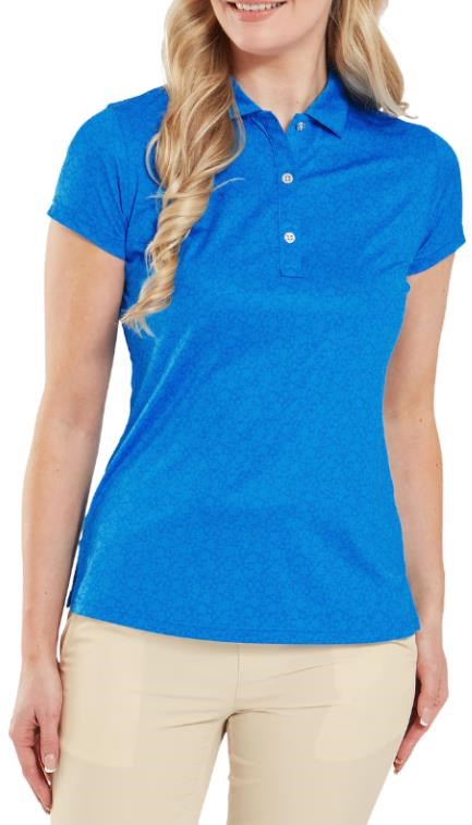 FootJoy Painted Floral Cap Sleeve Lisle dámské polo, modré