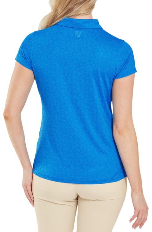 FootJoy Painted Floral Cap Sleeve Lisle dámské polo, modré