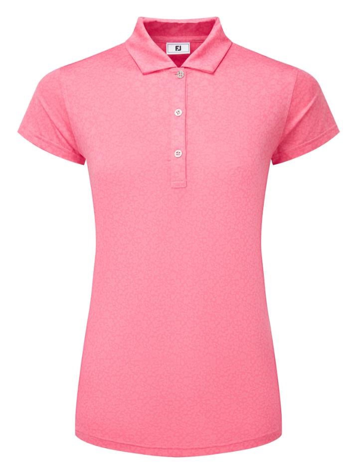 FootJoy Painted Floral Cap Sleeve Lisle dámské polo, růžové