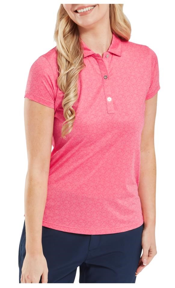 FootJoy Painted Floral Cap Sleeve Lisle dámské polo, růžové