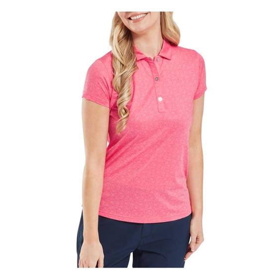 FootJoy Painted Floral Cap Sleeve Lisle dámské polo, růžové