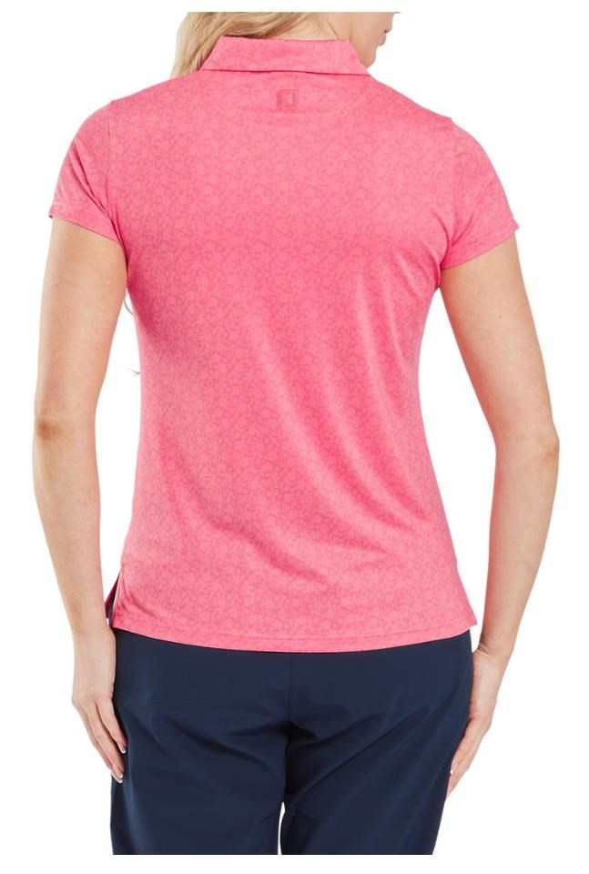 FootJoy Painted Floral Cap Sleeve Lisle dámské polo, růžové