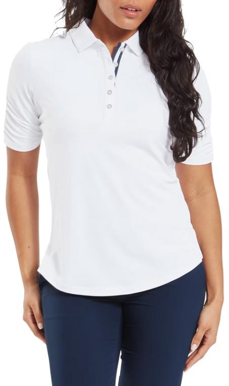 FootJoy Half Sleeve Ruched Lisle dámské polo, bílé
