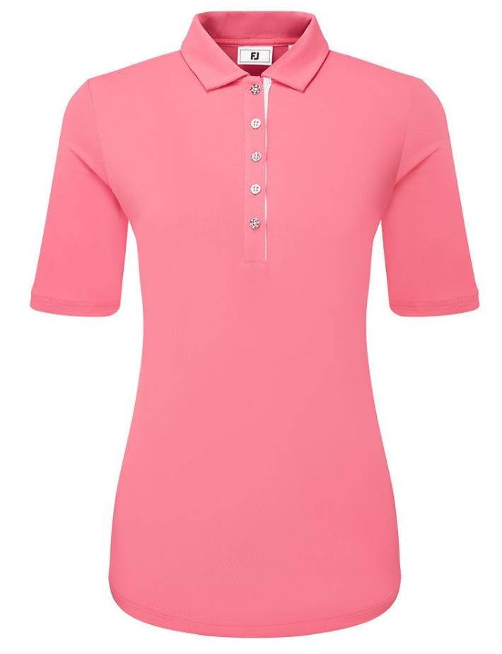 FootJoy Half Sleeve Ruched Lisle dámské polo, růžové