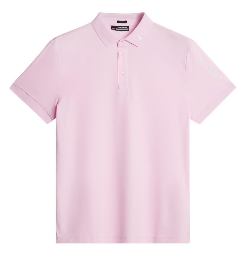 J.Lindeberg Tour Tech Slim Fit pánské polo, růžové