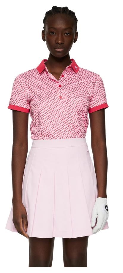 J.Lindeberg Tour Tech Print dámské polo, tour geo pink