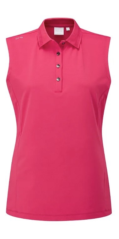 Ping Solene sleeveless dámské polo bez rukávů, růžové