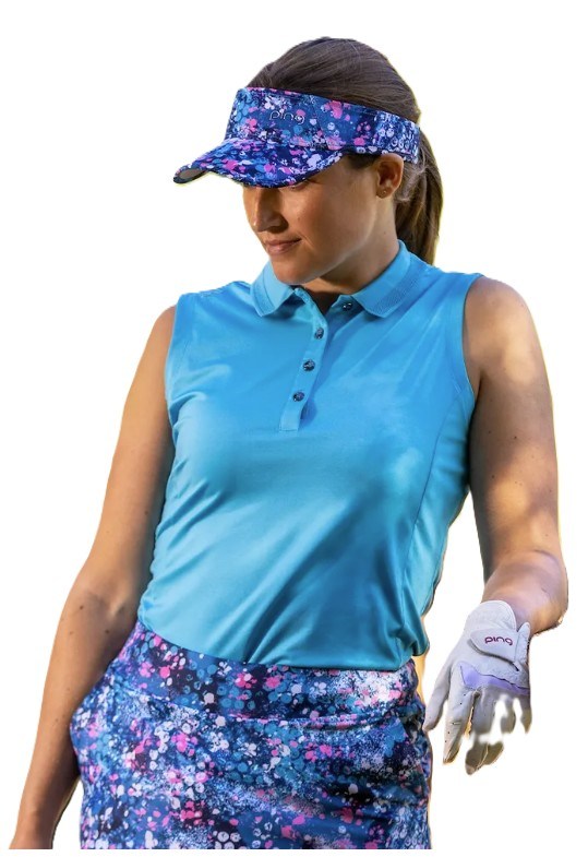 Ping Solene sleeveless dámské polo bez rukávů, laguna