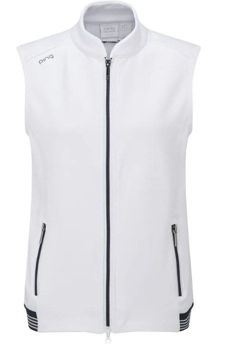PING Dot Fleece dámská vesta, bílá/tmavě modrá