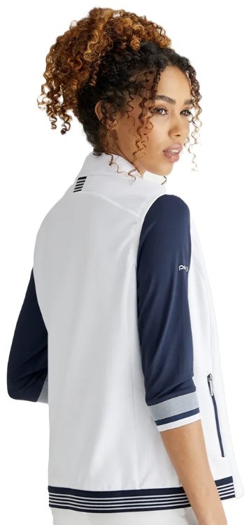 PING Dot Fleece dámská vesta, bílá/tmavě modrá