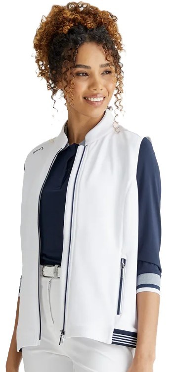 PING Dot Fleece dámská vesta, bílá/tmavě modrá