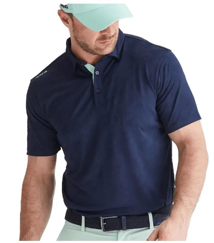 Ping Kenan Textured pánské polo, tmavě modré