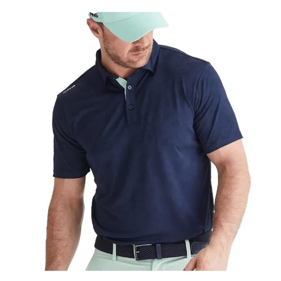 Ping Kenan Textured pánské polo, tmavě modré