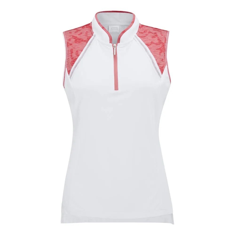 Ping Nala Colour Block Sleeveless dámské polo bez rukávů,bílo/meruňkové