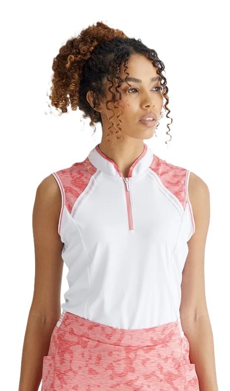 Ping Nala Colour Block Sleeveless dámské polo bez rukávů,bílo/meruňkové