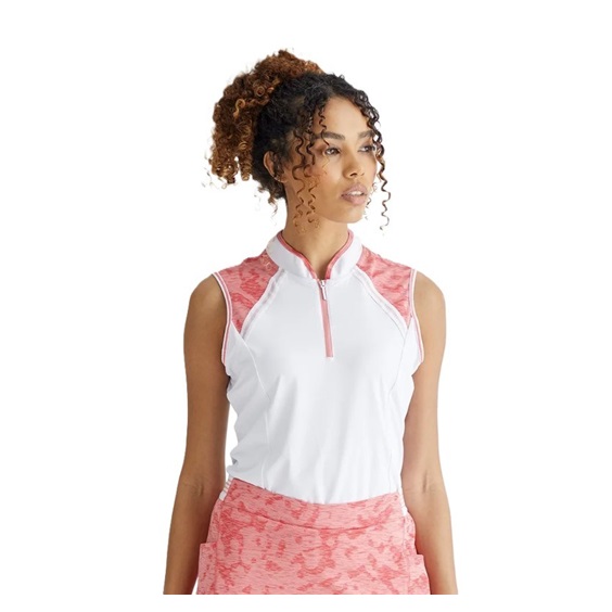 Ping Nala Colour Block Sleeveless dámské polo bez rukávů,bílo/meruňkové