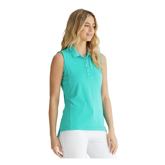 Ping Solene sleeveless dámské polo bez rukávů, tyrkysové