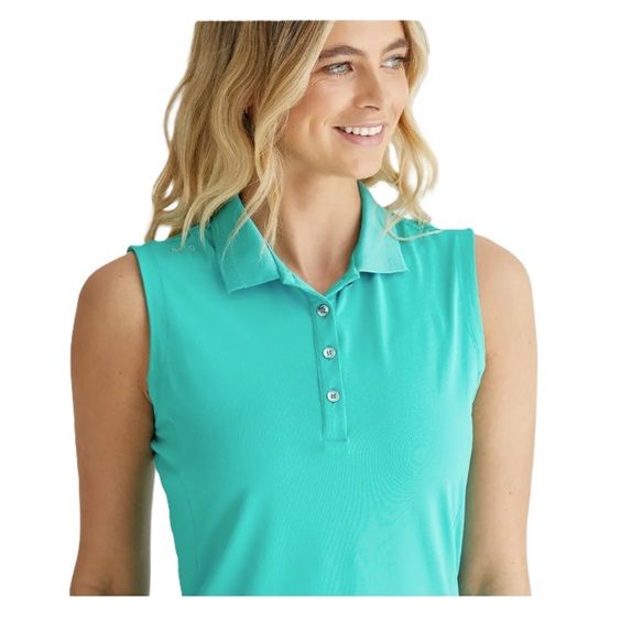 Ping Solene sleeveless dámské polo bez rukávů, tyrkysové