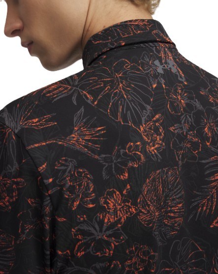 Under Armour Playoff 3.0 Printed pánské polo, black/fire/castlerock