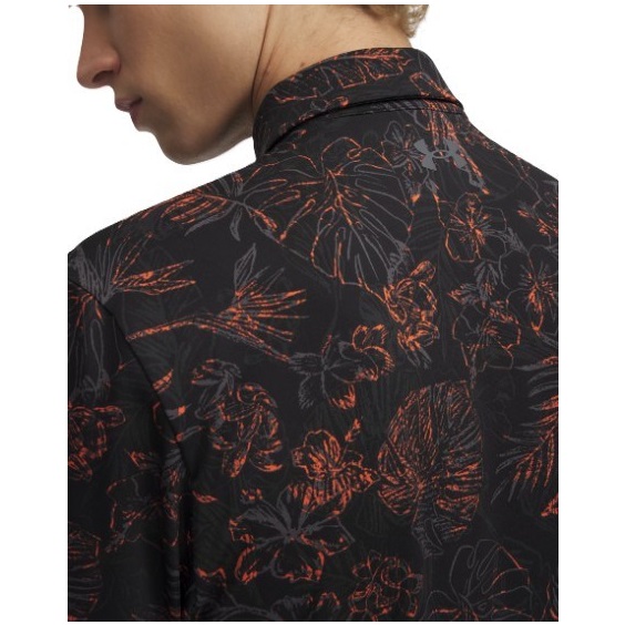 Under Armour Playoff 3.0 Printed pánské polo, black/fire/castlerock