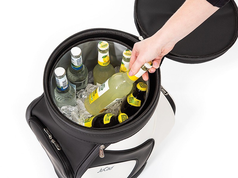 Jucad stool with cooler stolička s chladicím boxem na nápoje, černo/bílá