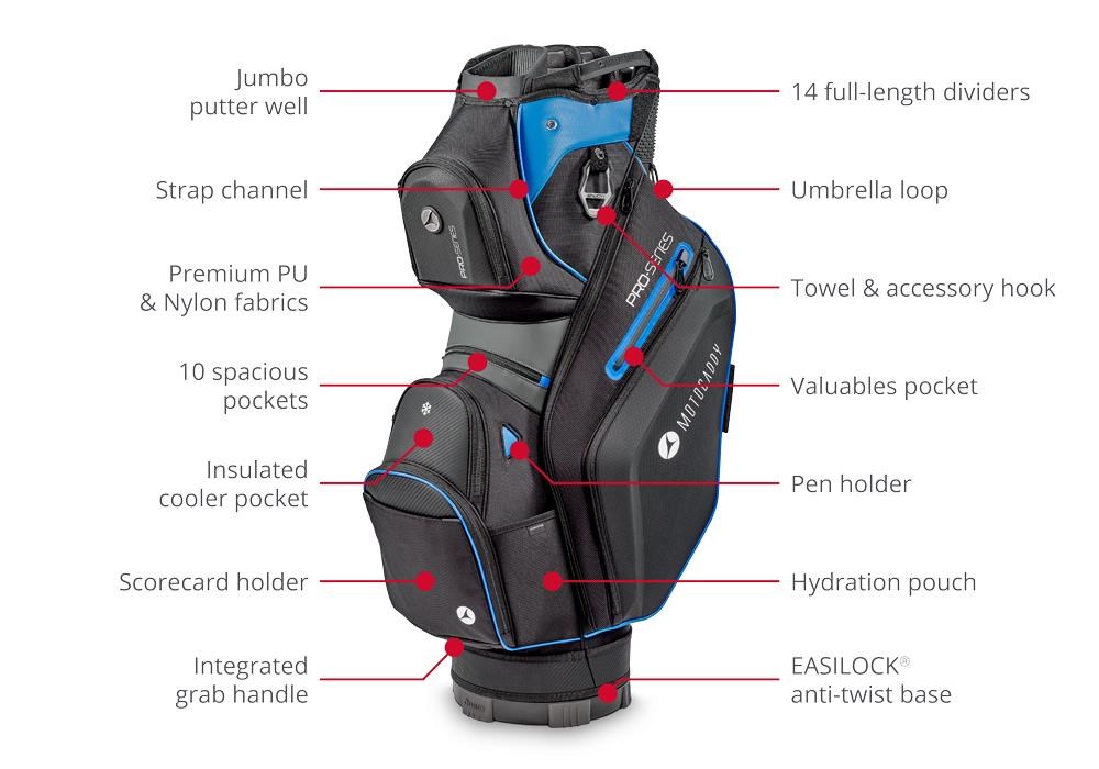 Motocaddy Pro-Series cart bag, černo/modrý
