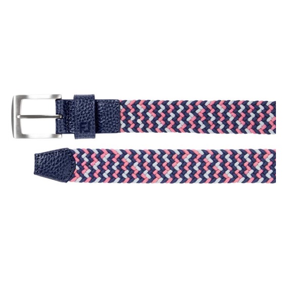 FootJoy Braided pánský opasek, dark denim/pink lemonade/skyway