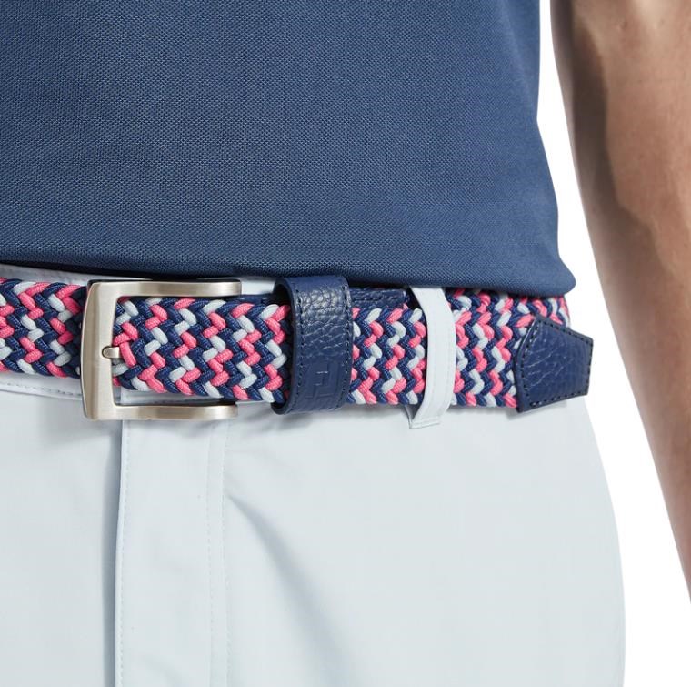 FootJoy Braided pánský opasek, dark denim/pink lemonade/skyway