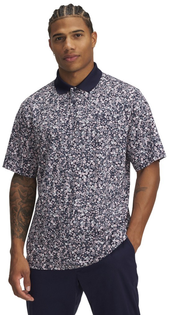 Under Armour Matchplay Printed pánské polo, modré/květinový potisk