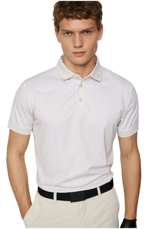 J.Lindeberg Tour Tech Print pánské polo, shadow bridge moonbeam