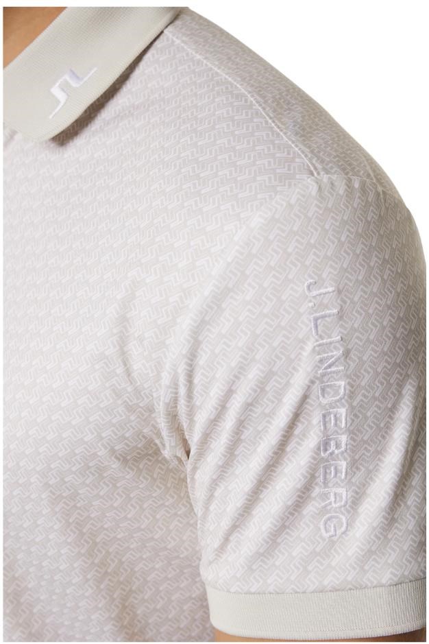 J.Lindeberg Tour Tech Print pánské polo, shadow bridge moonbeam