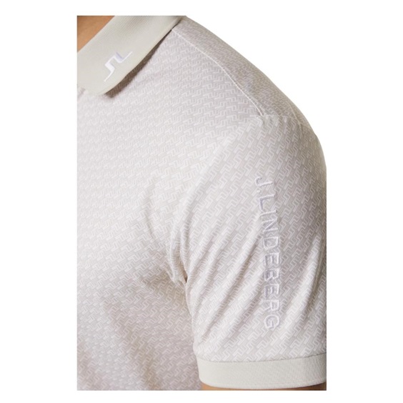 J.Lindeberg Tour Tech Print pánské polo, shadow bridge moonbeam