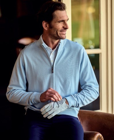 FootJoy Drirelease Full-Zip Lined pánský svetr, skyway