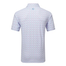 FootJoy Gamer Print Pique pánské polo, white/air blue/tide/magenta
