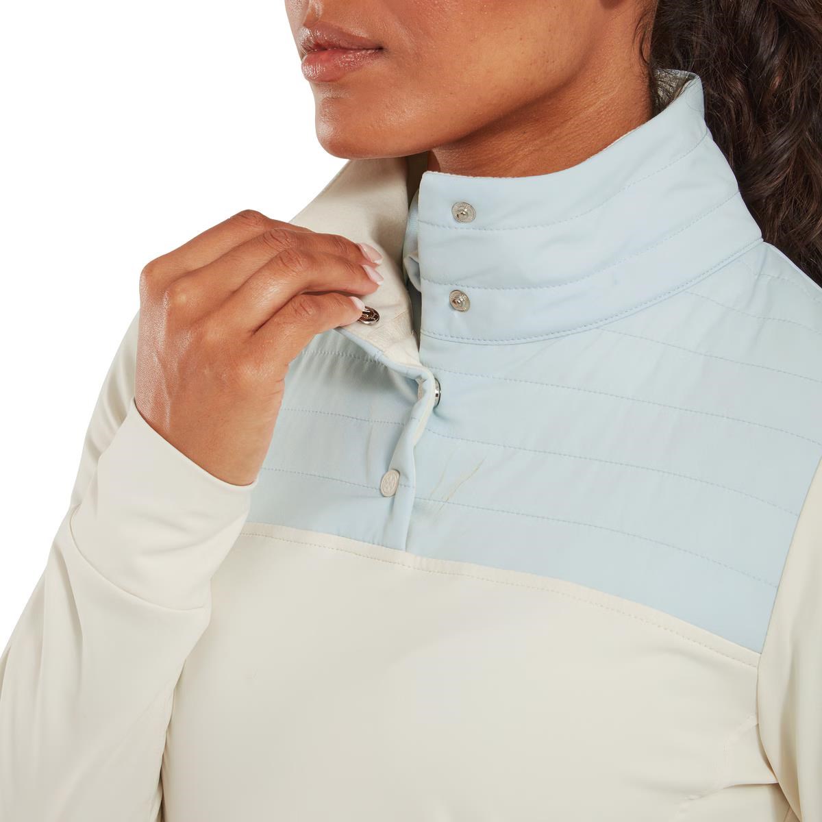 FootJoy ThermoSeries Hybrid Popover dámská mikina, off white/ice blue