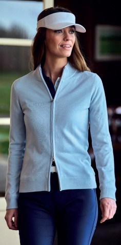 FootJoy Drirelease Full-Zip Lined dámský svetr, ice blue