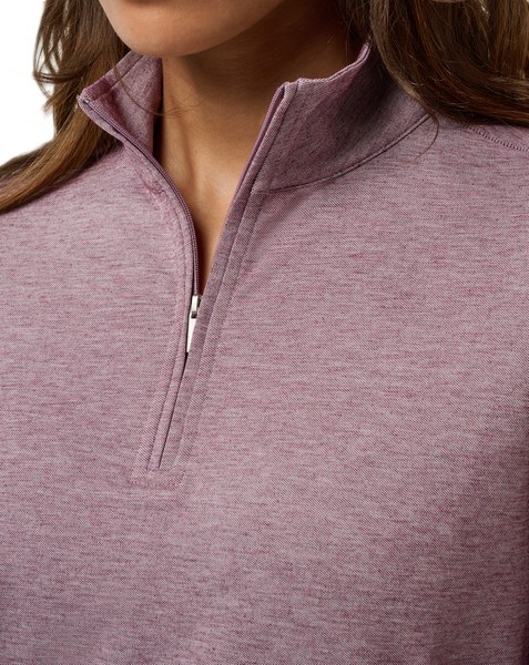 Travis Mathew Featherweightt Active zip long sleeve dámské polo, heather damson