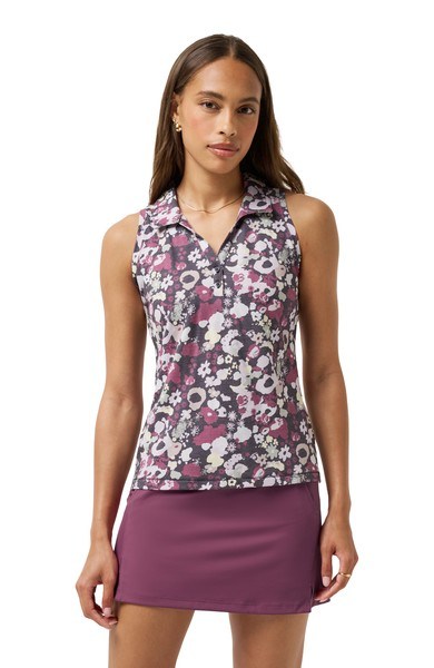 Travis Mathew Featherweight Printed Sleeveless polo bez rukávů, graystone floral multi
