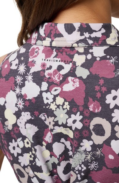 Travis Mathew Featherweight Printed Sleeveless polo bez rukávů, graystone floral multi