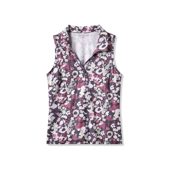 Travis Mathew Featherweight Printed Sleeveless polo bez rukávů, graystone floral multi