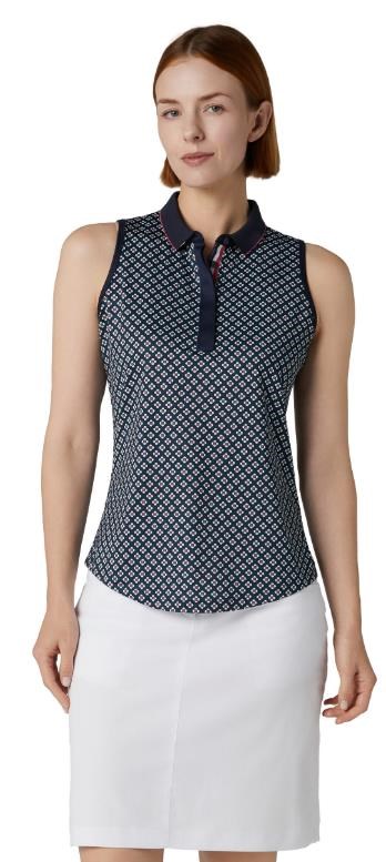 Callaway Mini Geo Floral Sleeveless dámské polo, tmavě modré