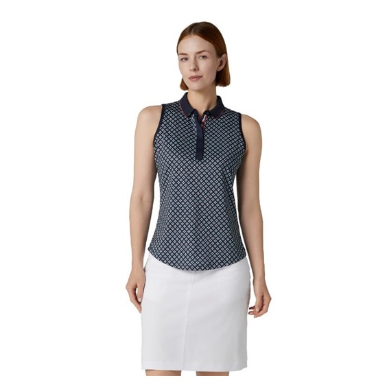 Callaway Mini Geo Floral Sleeveless dámské polo, tmavě modré
