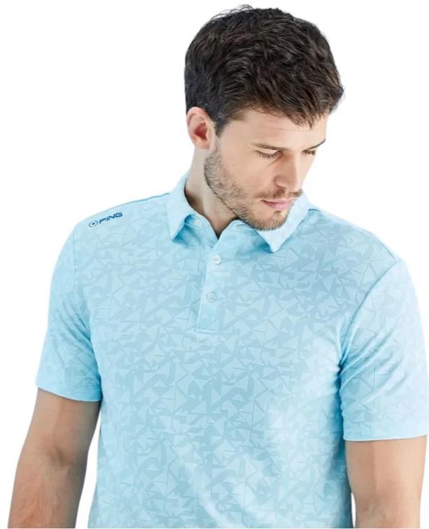 PING Geo Camo pánské polo, crystal blue