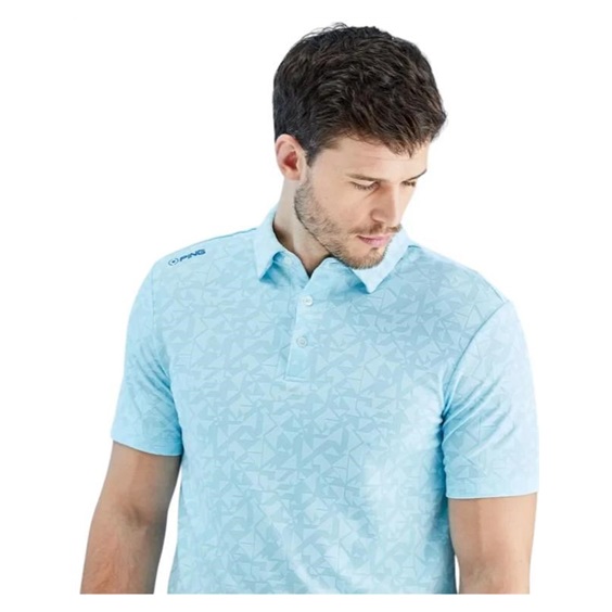PING Geo Camo pánské polo, crystal blue