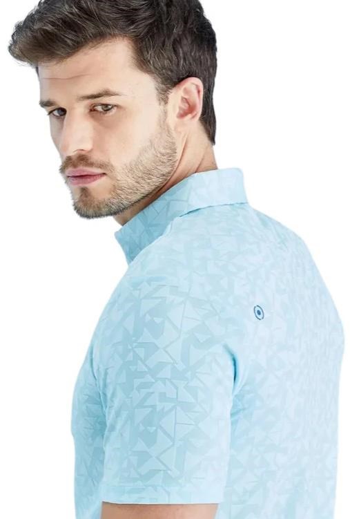 PING Geo Camo pánské polo, crystal blue