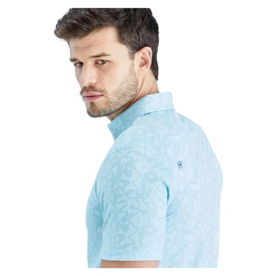 PING Geo Camo pánské polo, crystal blue