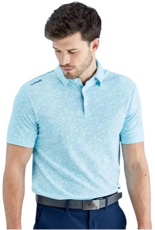 PING Geo Camo pánské polo, crystal blue