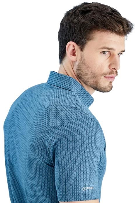 PING Geo Camo pánské polo, blue fusion multi