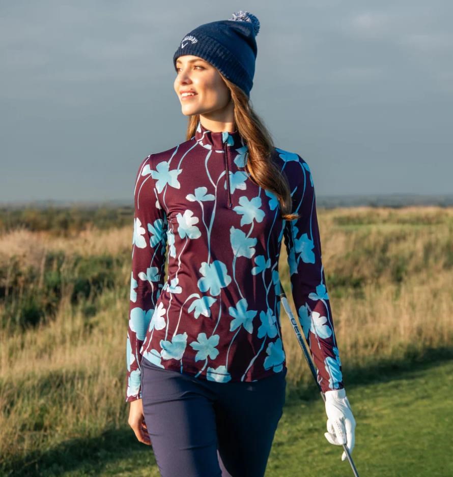 Callaway Stemmed Floral Sun Protection dámský top, potent purple